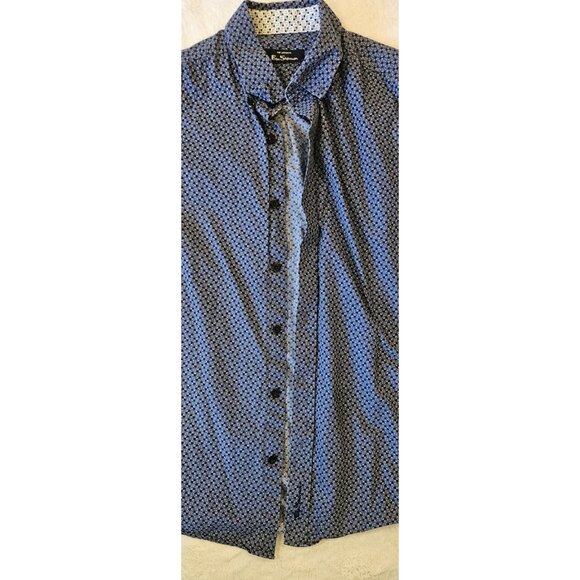 Ben Sherman Shirt Blue Pattern Print Button Down Collar Long Sleeve Medium - Picture 2 of 10